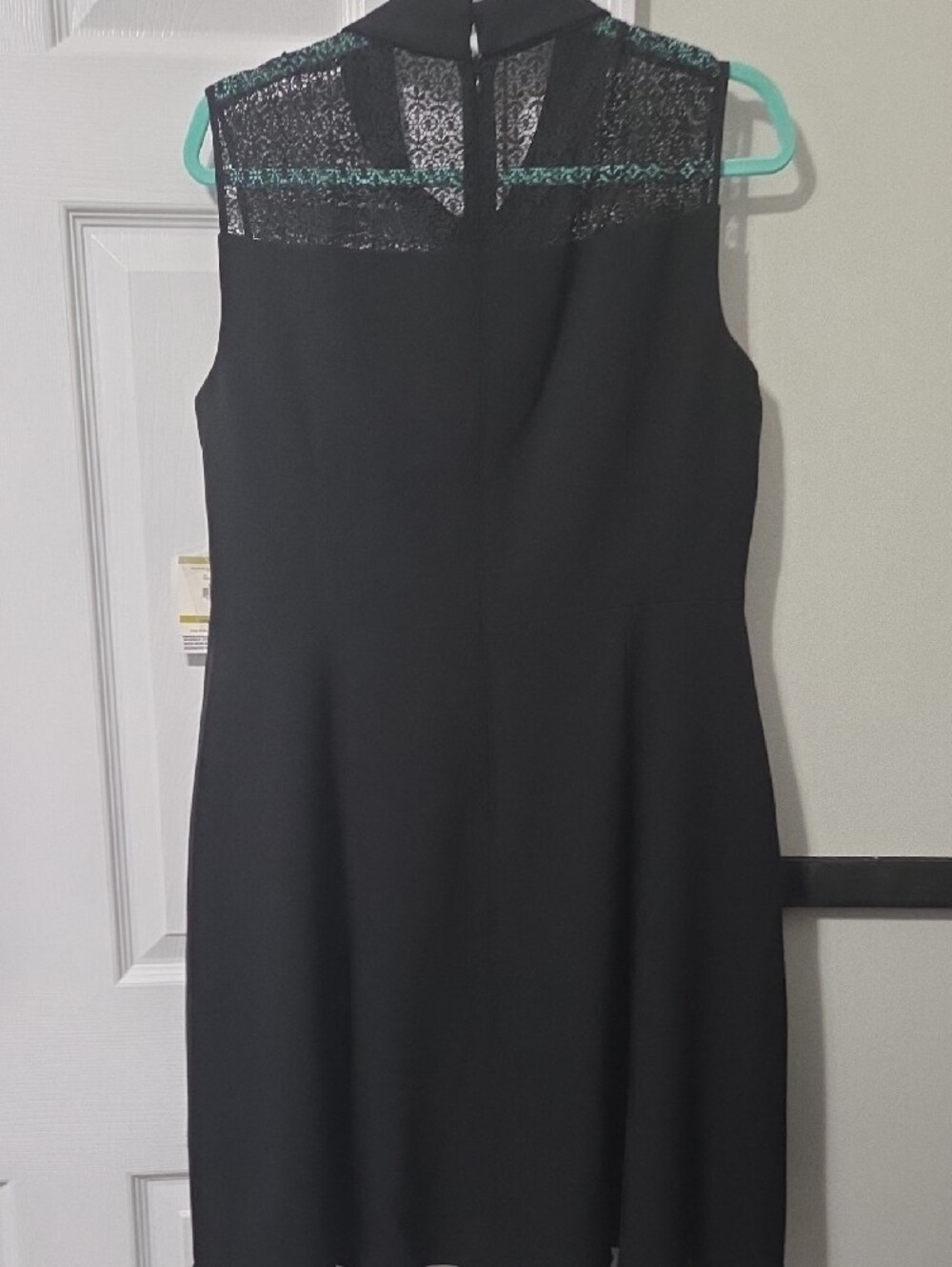 Anne Klein Black Sleeveless Lace Yoke Fit-and-Flare Mini Dress - Picture 6 of 8